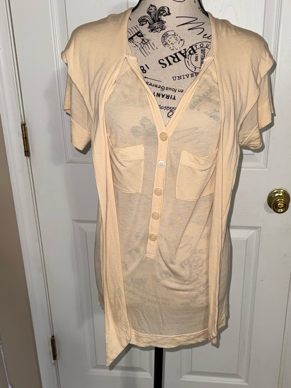 Marc by Marc Jacobs Tie Neck Modal Silk Blouse Button Front Utility Pockets M - Picture 2 of 10